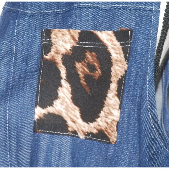 NWT Boutique Denim & Cheetah Print Vest Western Duster Sleeveless Jacket Size S - Picture 4 of 10